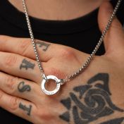 Circle Box Chain Name Necklace - Sterling Silver
