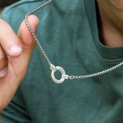 Father's Circle Box Chain Name Necklace for Men - Sterling Silver