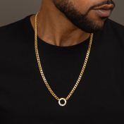 Father’s Circle Cuban Chain Name Necklace - 18K Gold Vermeil