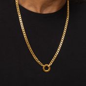 Father’s Circle Cuban Chain Name Necklace - 18K Gold Vermeil