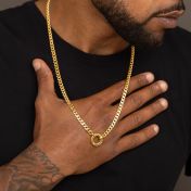 Father’s Circle Cuban Chain Name Necklace - 18K Gold Vermeil