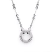 Father's Circle Engraved Necklace - Sterling Silver