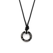 Father's Circle Name Necklace - Black Sterling Silver