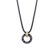 Father's Circle Name Necklace - 18K Gold Vermeil / Black Сord