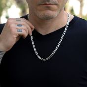 Figaro Style Curb Chain Necklace for Men [Sterling Silver] 