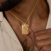Map Tag Necklace For Men - 14 Karat Gold