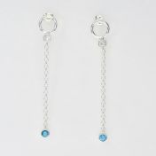 Personal Gem Earrings - with Aquamarine Stone [Sterling Silver]
