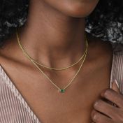 Green Stone Real Emerald Necklace in  18K gold