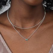 Green Emerald Sterling Silver Necklace for Women 