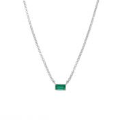 Green Emerald Sterling Silver Necklace for Women - Stackable Necklaces