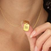 Small Map Tag Engraved Necklace [18K Gold Plated]