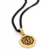 Inscribed Hexagon Initial Necklace - 18K Gold Vermeil