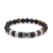 Green Tiger Eye Men Name Bracelet with 1 ct Diamond [Sterling Silver]