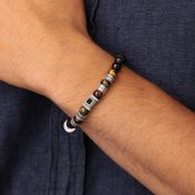Herrenarmband aus grünem Tigerauge mit Nano-Bibel [Sterlingsilber]