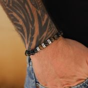 Bracelet Œil de Tigre Vert avec Prénoms pour Homme