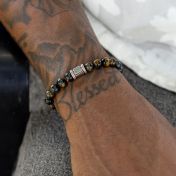Herrenarmband aus grünem Tigerauge mit Nano-Bibel [Sterlingsilber]