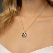 Heiligenschein Namen Halskette mit Nano Bibel [750er Gold Vermeil]