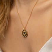 Heiligenschein Namen Halskette mit Nano Bibel [750er Gold Vermeil]