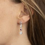 Enchanted Stars Birthstone Earrings With Heart Charm [Sterling Silver]