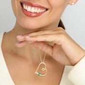 Banden van het Hart Naam Ketting met Groene Bedel [18K Goud Verguld]