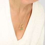 Banden van het Hart Naam Ketting met Groene Bedel [18K Goud Verguld]