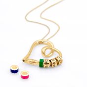 Banden van het Hart Naam Ketting met Groene Bedel [18K Goud Verguld]
