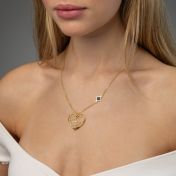 Herzensbindungen Karten Kette mit Nano Bibel [750er Gold Vermeil]