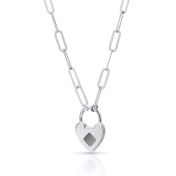 Ties of the Heart Paperclip Name Necklace with Nano Bible [Sterling Silver]