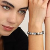 Ties Of The Heart Diamond Name Bracelet - Picasso Jasper [Sterling Silver]