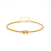 Intertwined Hearts Initials Bracelet - Orange Cord [18K Gold Plated]
