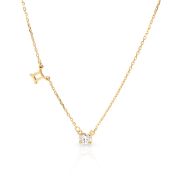 Helena Zodiac Necklace with 0.3 ct Diamond [14 Karat Gold]