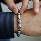 Bracelet Hématite avec Prénoms pour Homme