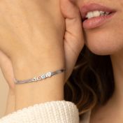 Herringbone Birthstone Bracelet with Heart Charm [Sterling Silver]