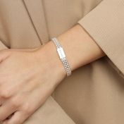Emma Herringbone Name Bracelet [Sterling Silver]