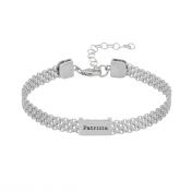 Emma Herringbone and Classic Paperclip Chain Name Bracelet Set [Sterling Silver]