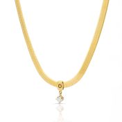 Talisa Herringbone Letter Necklace With 0.30 ct Diamond [18K Gold Plated]