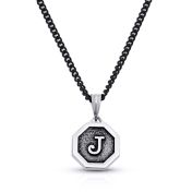 Inscribed Hexagon Initial Necklace - Sterling Silver