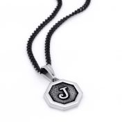 Inscribed Hexagon Initial Necklace - Sterling Silver