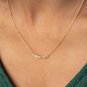 Talisa Stars Birthstone Necklace with Diamond - Horizontal [Gold Plated]