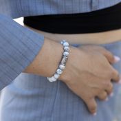 Kompass Howlite Armband für Damen [Sterlingsilber]