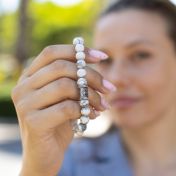 Kompass Howlite Armband für Damen [Sterlingsilber]