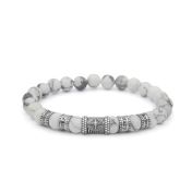 Compass Women Name Bracelet With Howlite Stones [Sterling Silver]