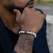 Howlite Men Name Bracelet With Nano Bible [Sterling Silver]