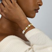 Howlite Namensarmband für Damen mit Diamanten-Kugeln [750er Gold Vermeil]