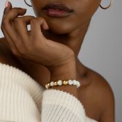 Howlite Namensarmband für Damen mit Diamanten-Kugeln [750er Gold Vermeil]