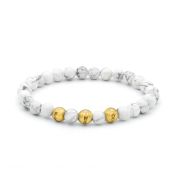 Howlite Namensarmband für Damen mit Diamanten-Kugeln [750er Gold Vermeil]