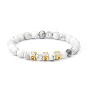 Howlite Women Name Bracelet with 0.20 ct Diamonds [18K Gold Vermeil]