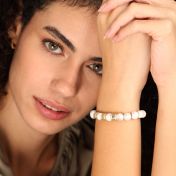 Bracelet Howlite Prénom avec Cristaux pour Femme [Plaqué Or 18ct]