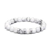 Howlite Women Name Bracelet with Diamonds [Sterling Silver]
