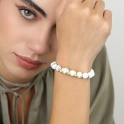 Namensarmband für Damen aus Howlith mit Diamanten [750er Gold Vermeil] 
